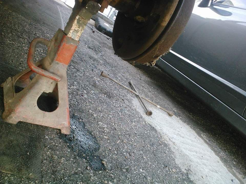 Leaky brake drum.